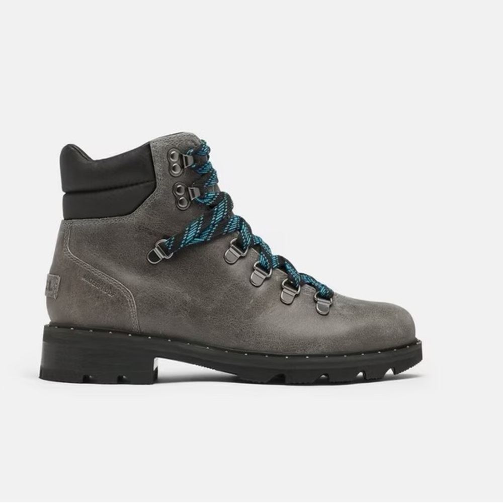 SOREL Lennox Lace Up Leather Waterproof Hiker Boots in Quarry (Gray) Sz 6.5